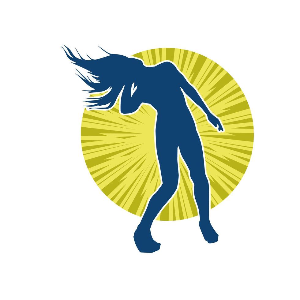 Silhouette of a slim female in dance pose. Silhouette of a woman dancing. vector