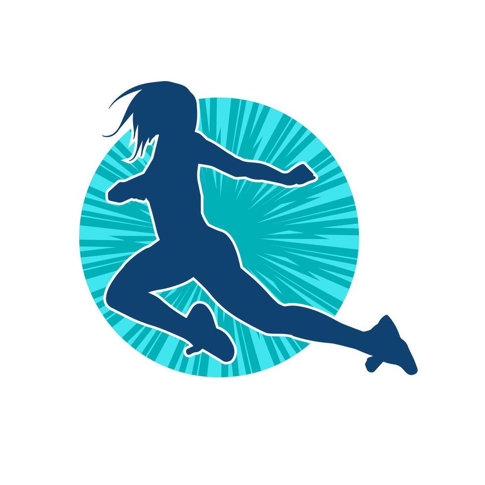 Silhouette of a happy woman jumping pose. Silhouette of a female model jumps. vector