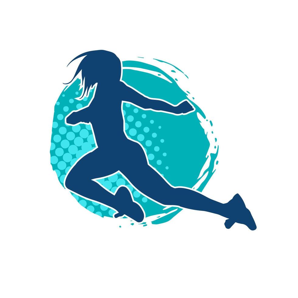 Silhouette of a happy woman jumping pose. Silhouette of a female model jumps. vector