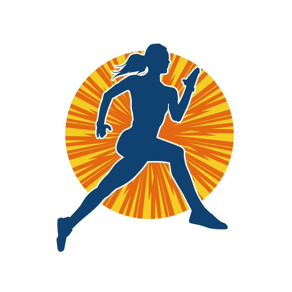 silueta de un deportivo mujer en corriendo pose. silueta de un hembra correr pose. vector