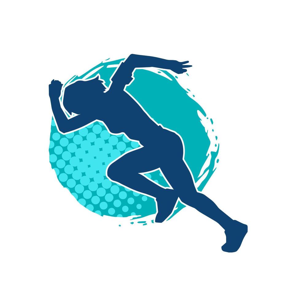 Silhouette of a sporty woman in running pose. Silhouette of a female run pose. vector