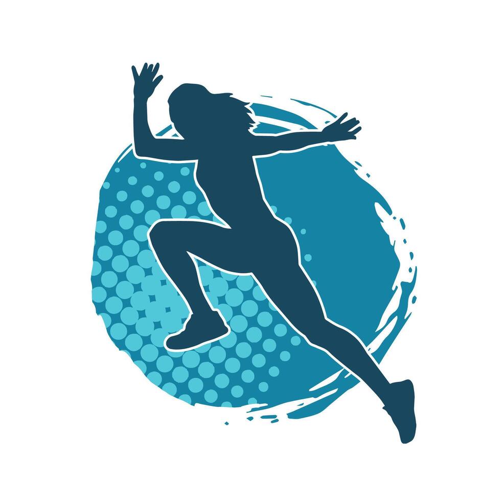 Silhouette of a sporty woman in running pose. Silhouette of a female run pose. vector