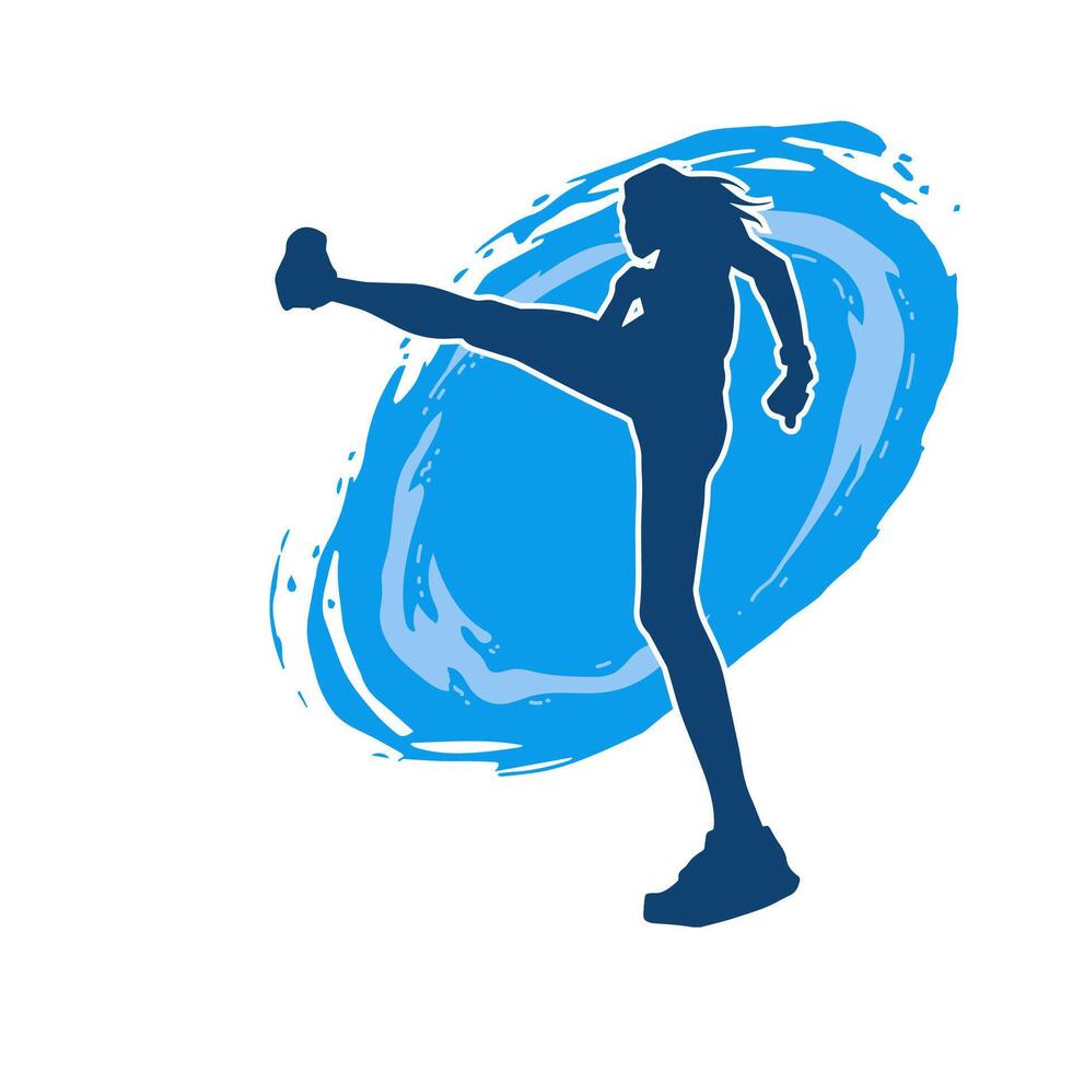 Silhouette of slim female doing exercise. Silhouette of a sporty woman doing gym workout pose. vector