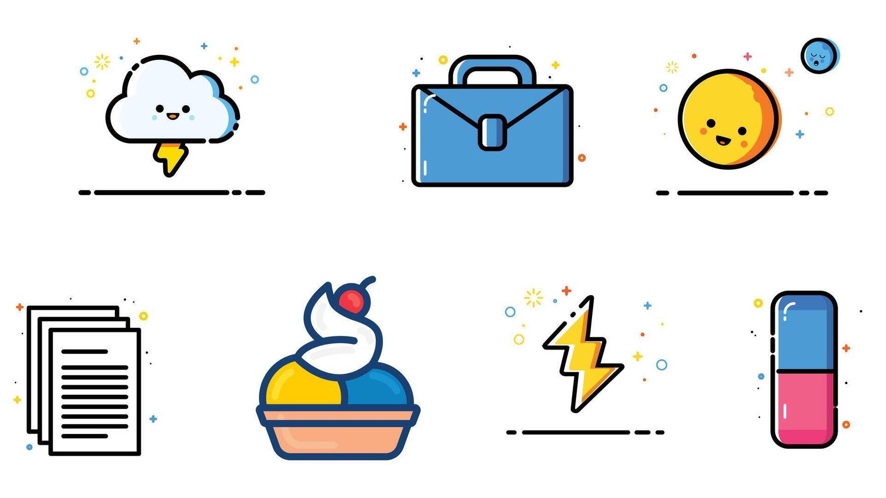 Abstract blue and yellow icon set vector illustrations