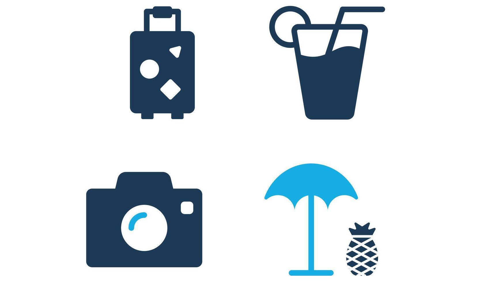 summer time elements vector icon set