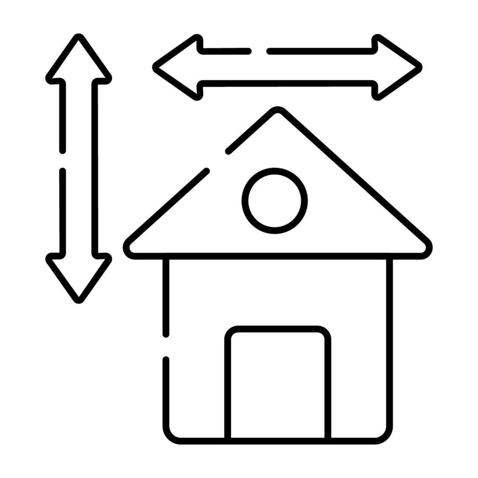 Conceptual linear design icon of home measurement vector