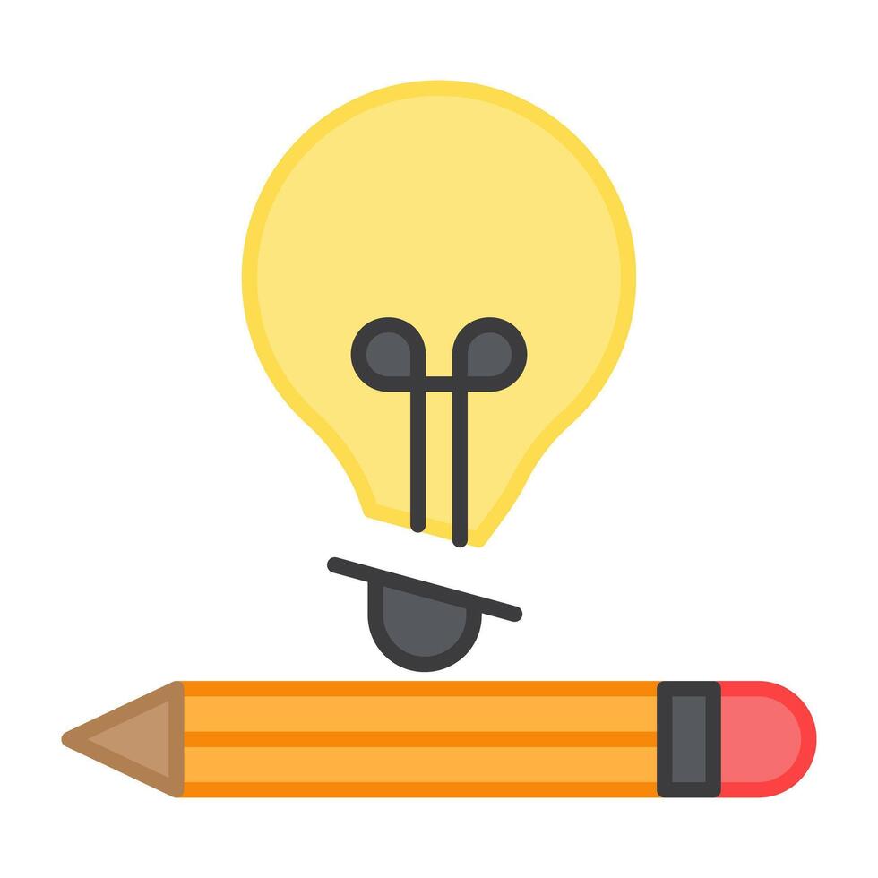 Light bulb with pencil denoting concept of creative writing vector
