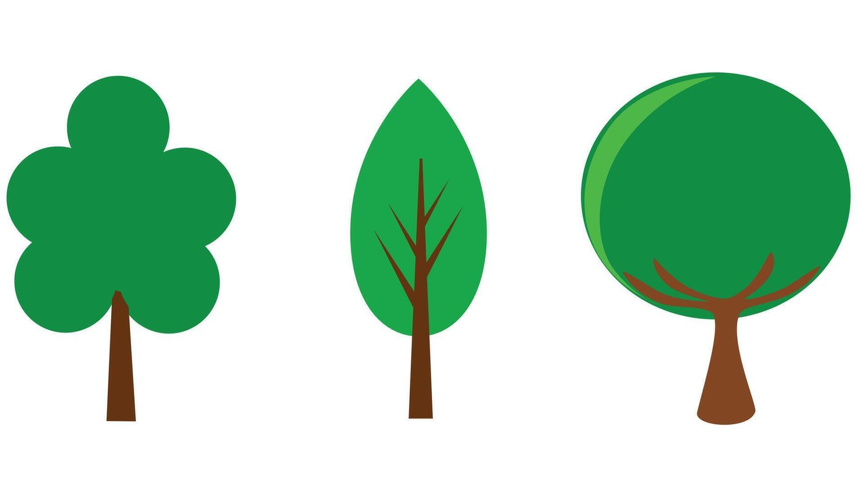 Trees and green leaves collection vector art illustration isolated