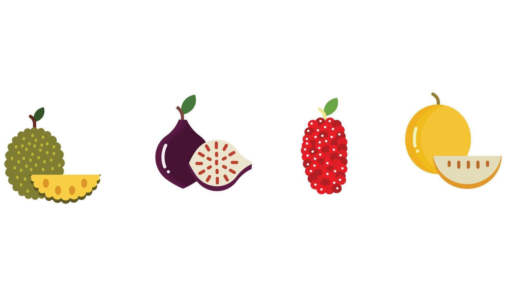 Food farming and fruits slices vector icon set illustrations