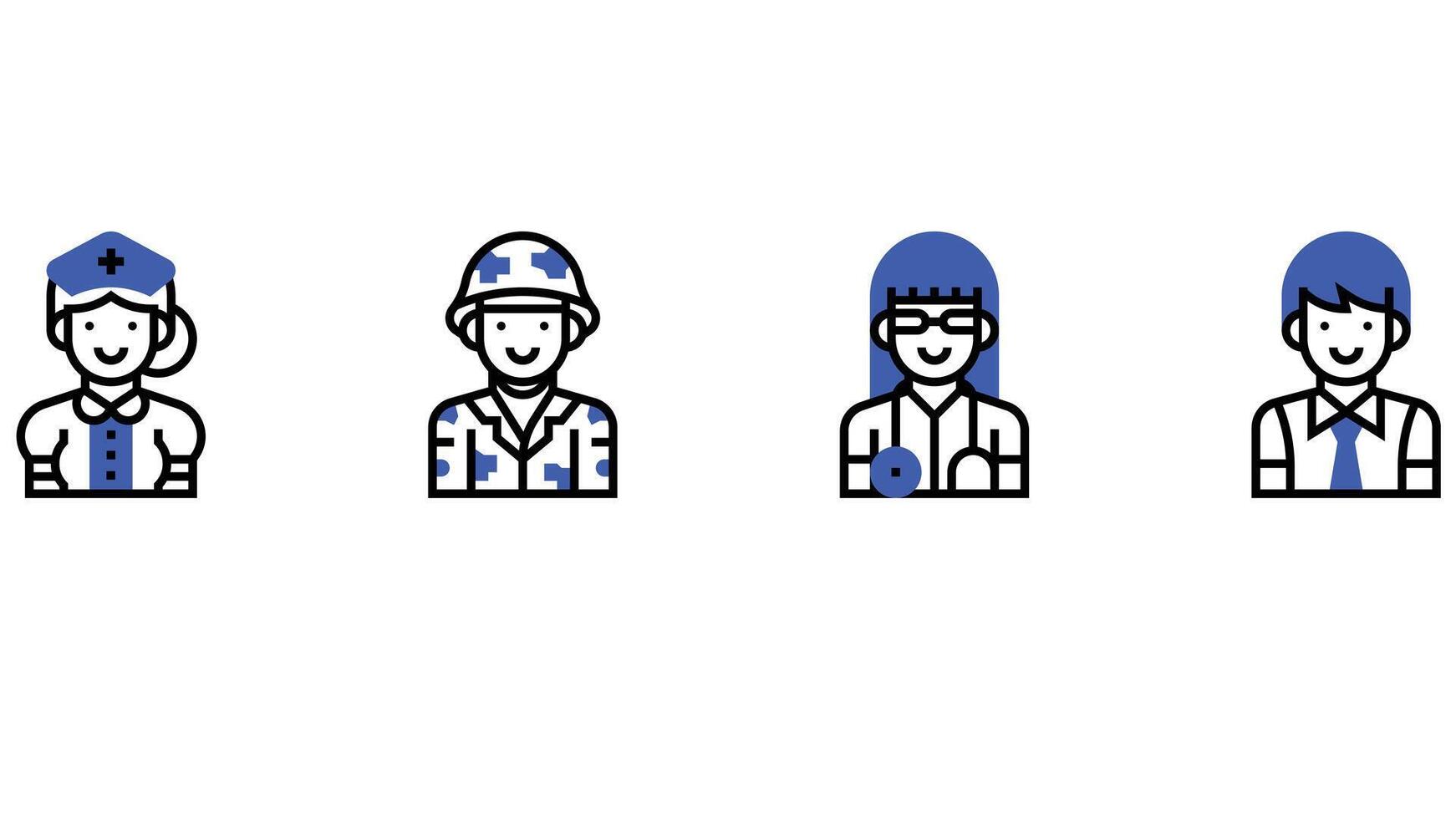 labor people and professions line art vector set