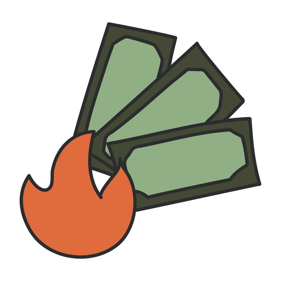 Editable design icon of money burning vector