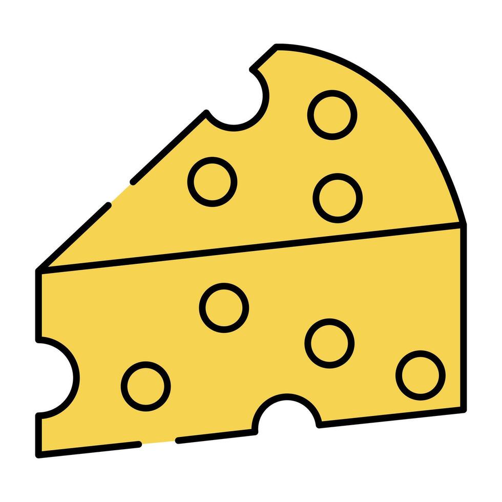 un único diseño icono de queso rebanada vector