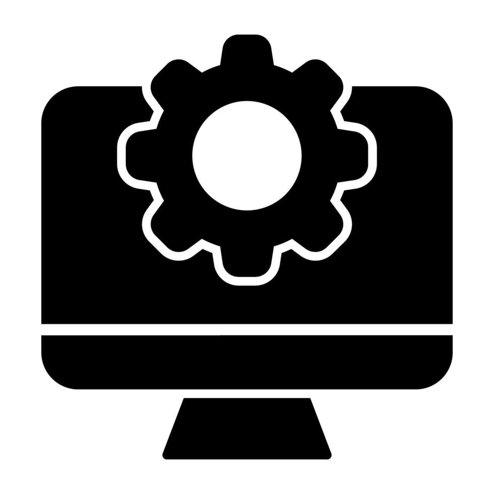 Gear with monitor denoting concept of computer vector