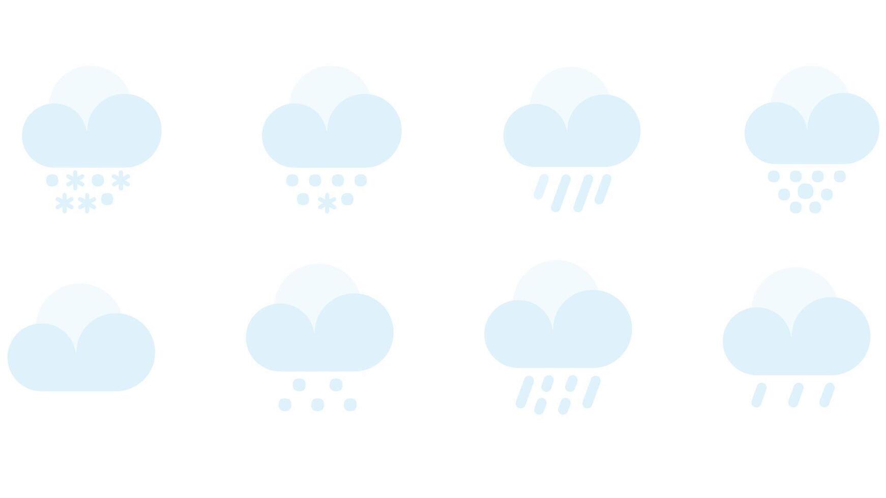 Weather and clouds forecast vector icons isolated