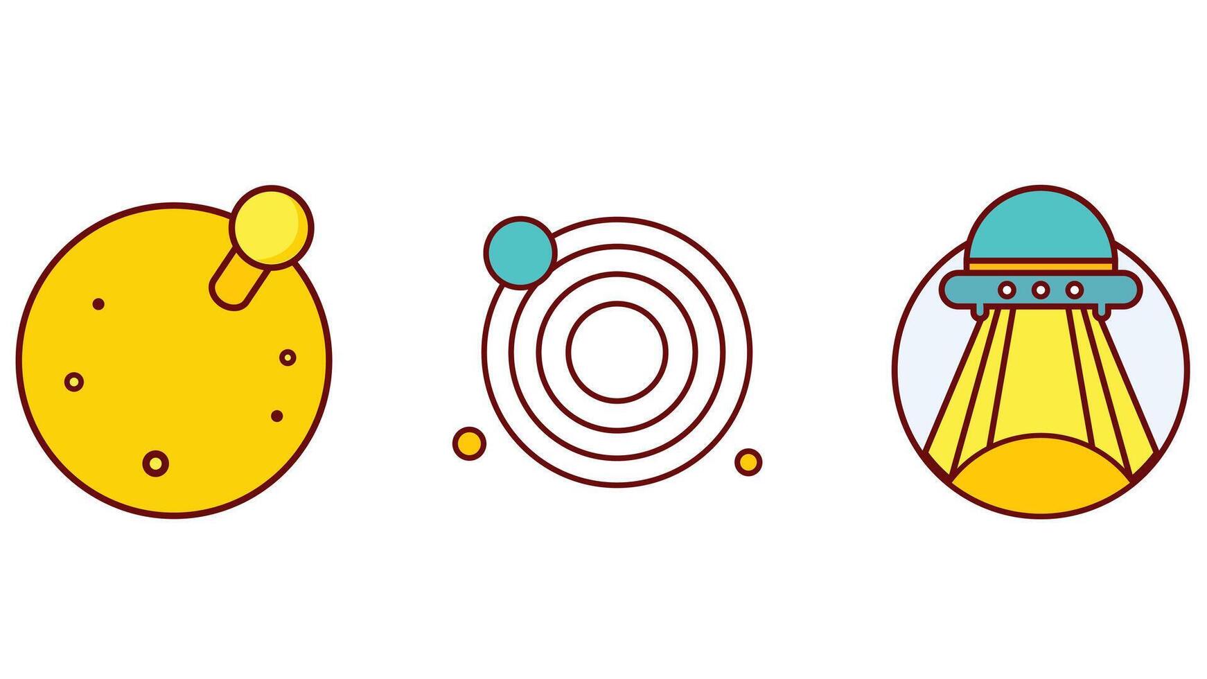Space planets and space ship with astronaut suit vector icon illustration