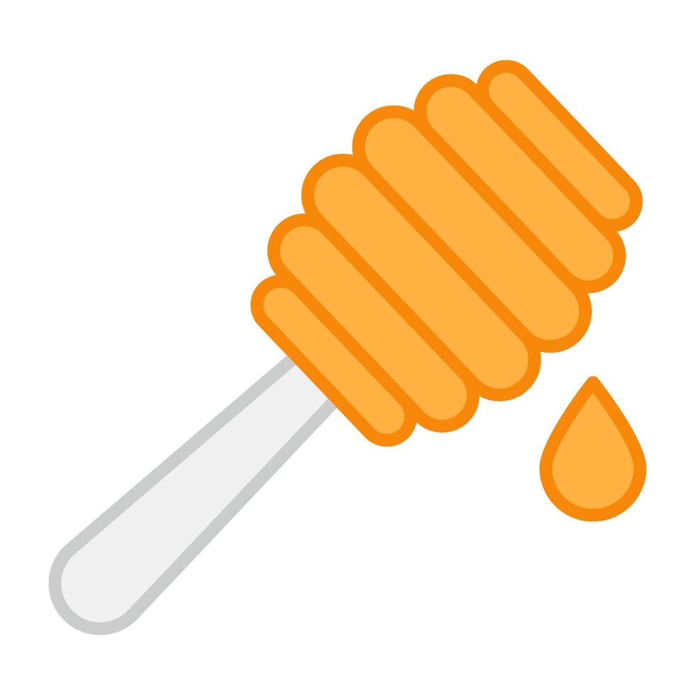 A flat design icon of honey dipper vector