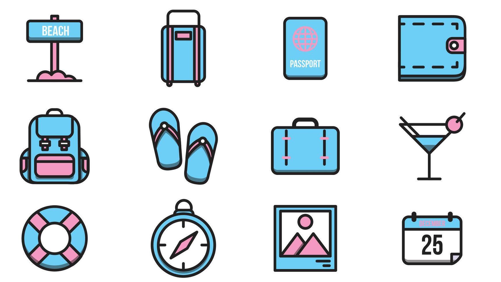 Camping and travel elements vector illustration