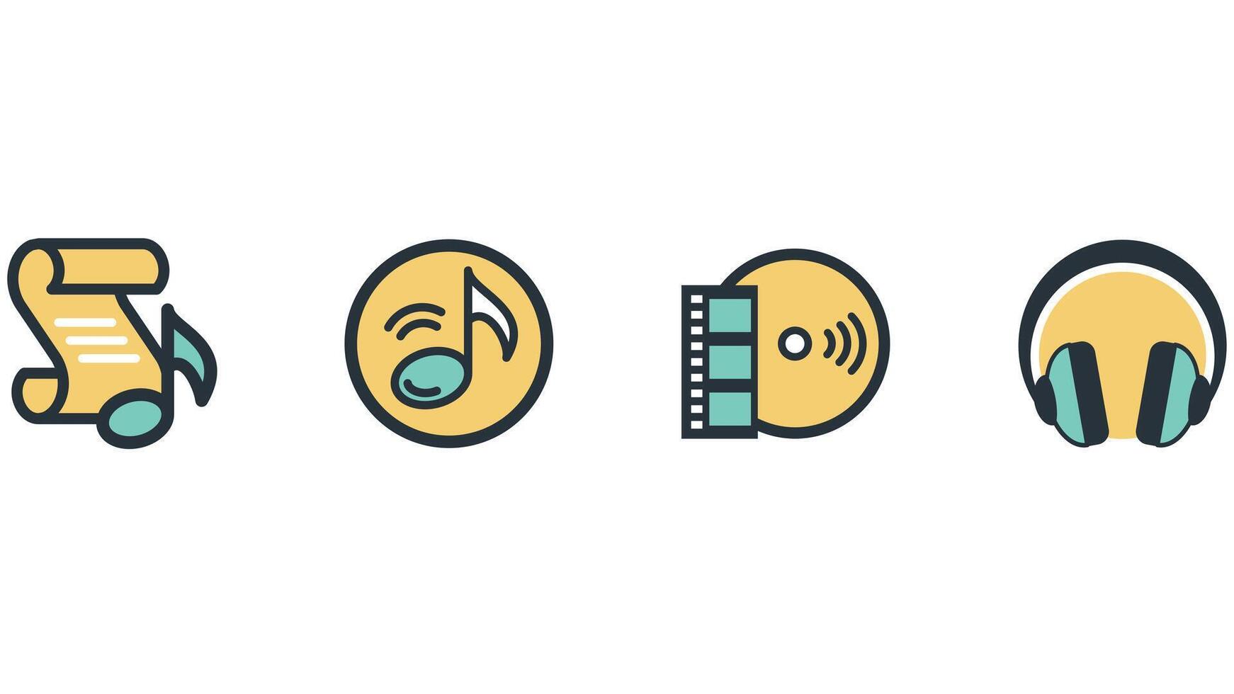 Abstract business and daily life vector art icons colored and outlined