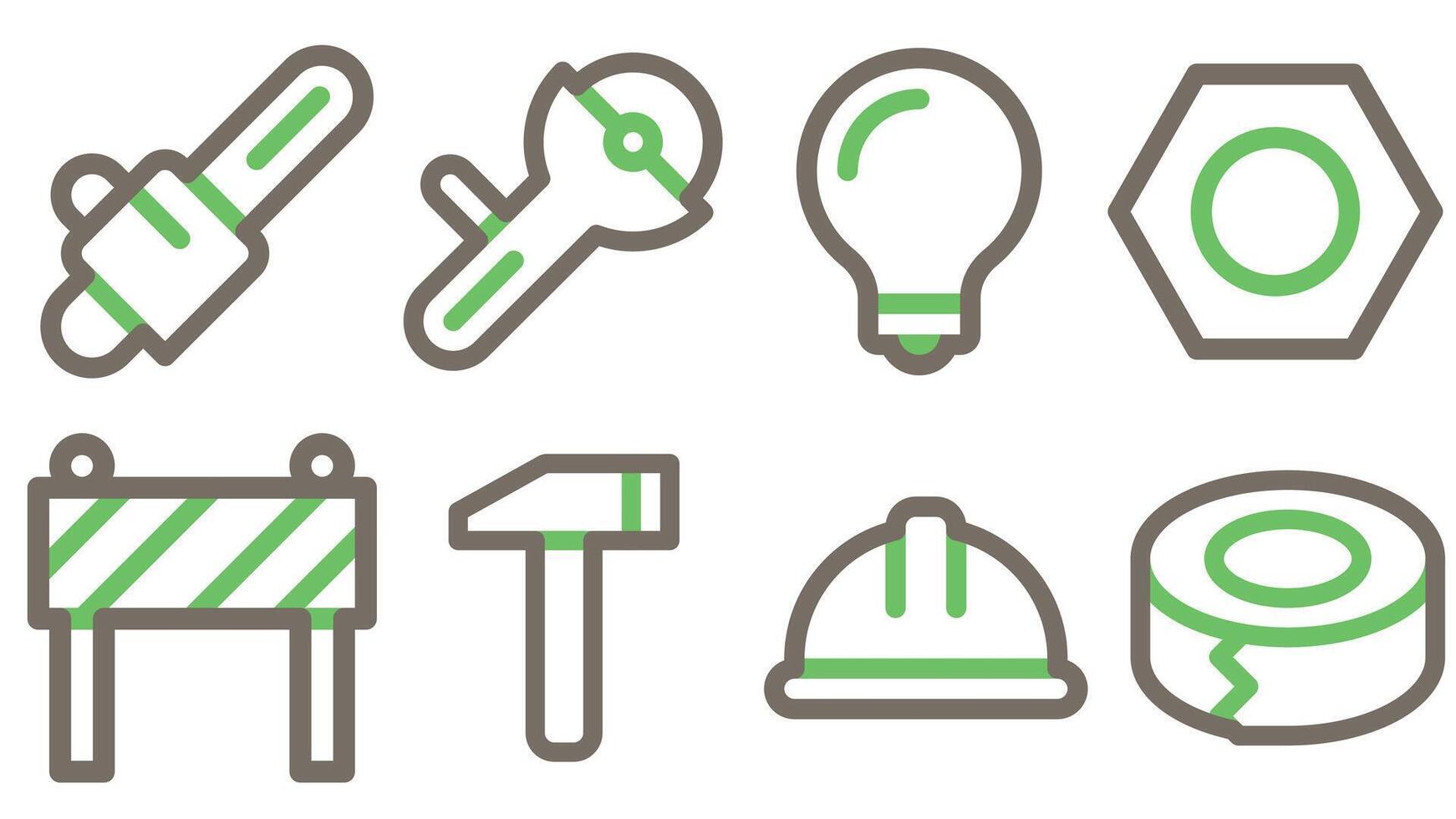 Construction and industrial tools icon set vector for UI and animation