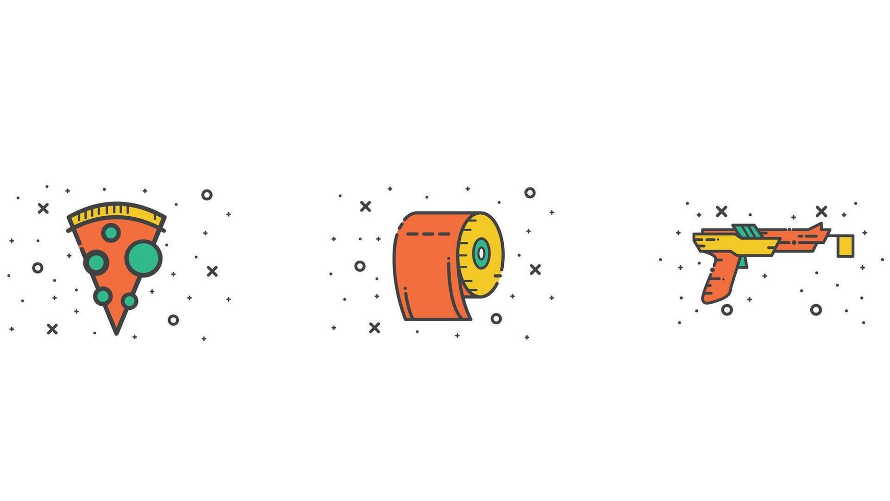 Abstract orange colored set icons vector illustration