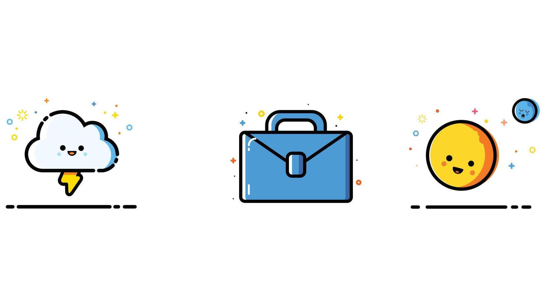 Abstract blue and yellow icon set vector illustrations