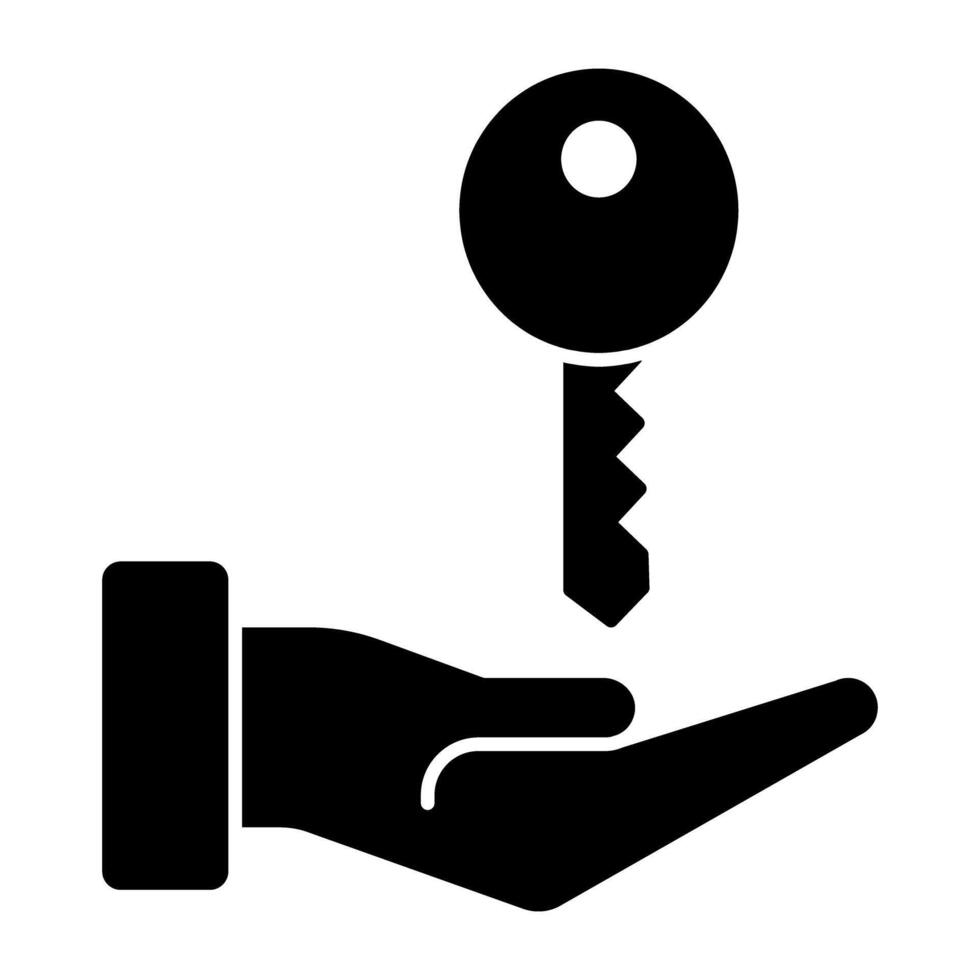 Key on hand, icon of ownership vector