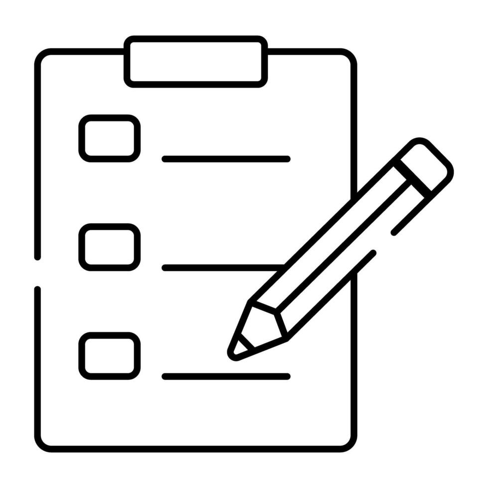 Paper with pencil showcasing task list icon vector