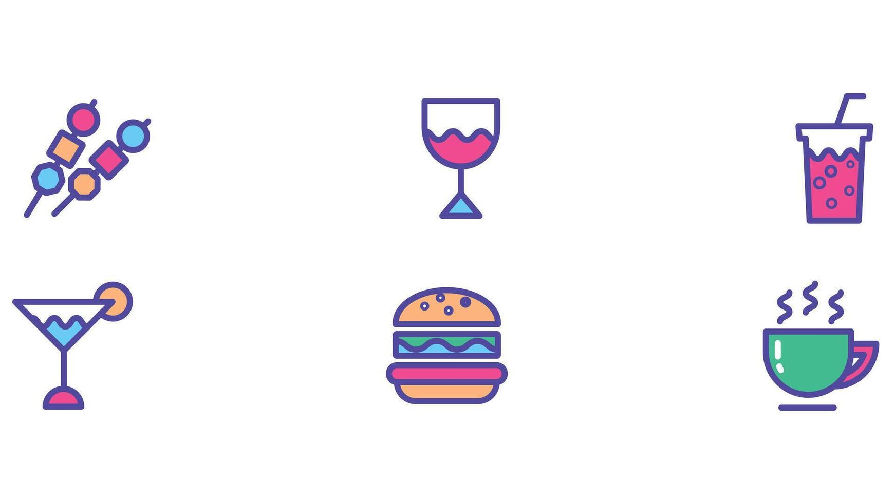 diario comida icono conjunto vectores para comida y bebida industria