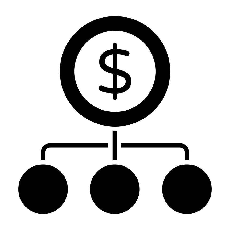 Dollar with nodes, icon of cash network vector