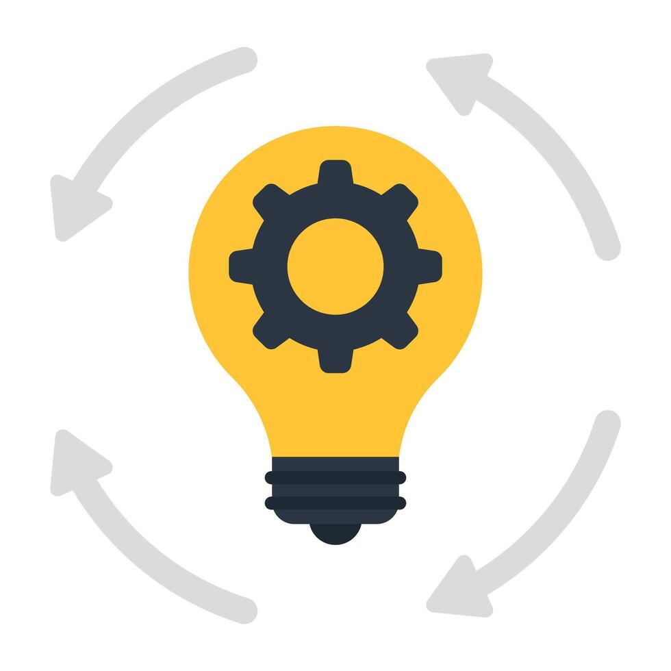 Gear inside light bulb, icon of idea generation vector