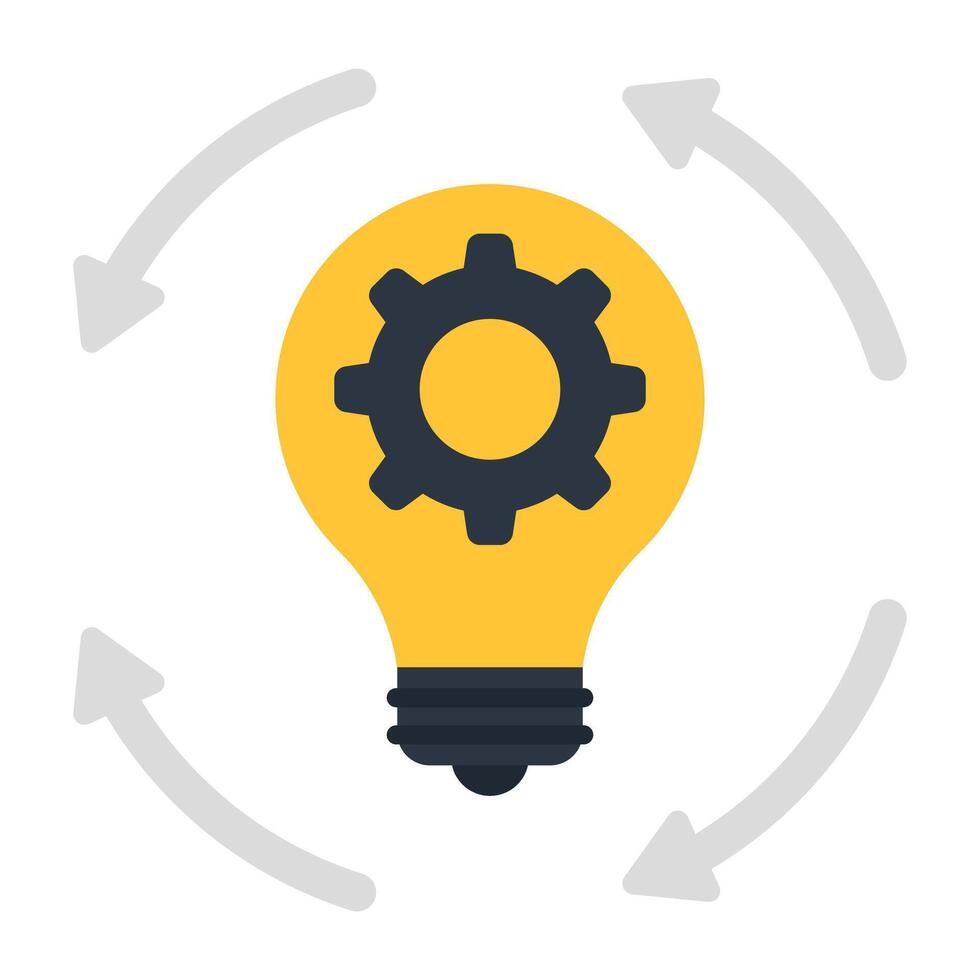 Gear inside light bulb, icon of idea generation vector