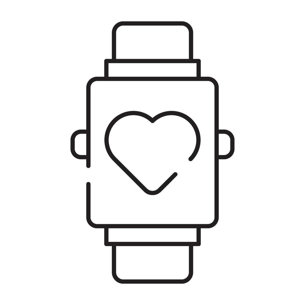 Heart inside wristwatch denoting concept of healthcare watch vector