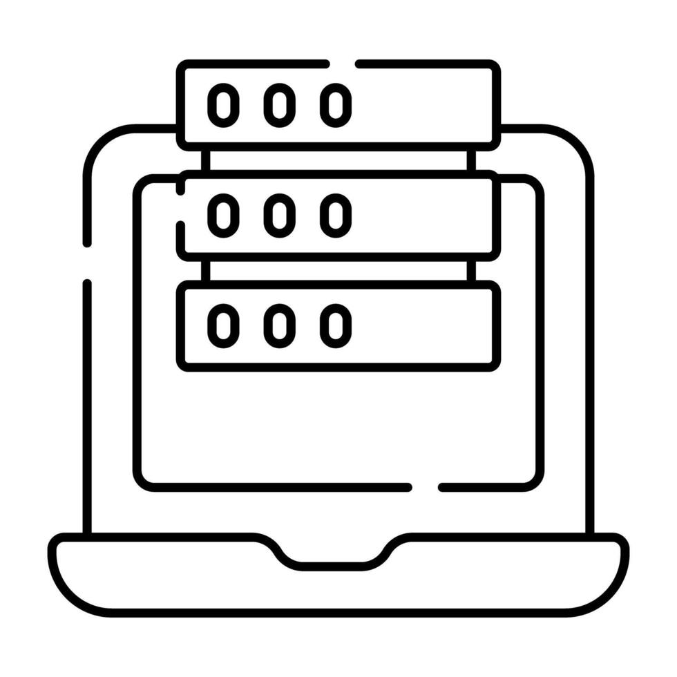 A linear design icon of online server rack vector