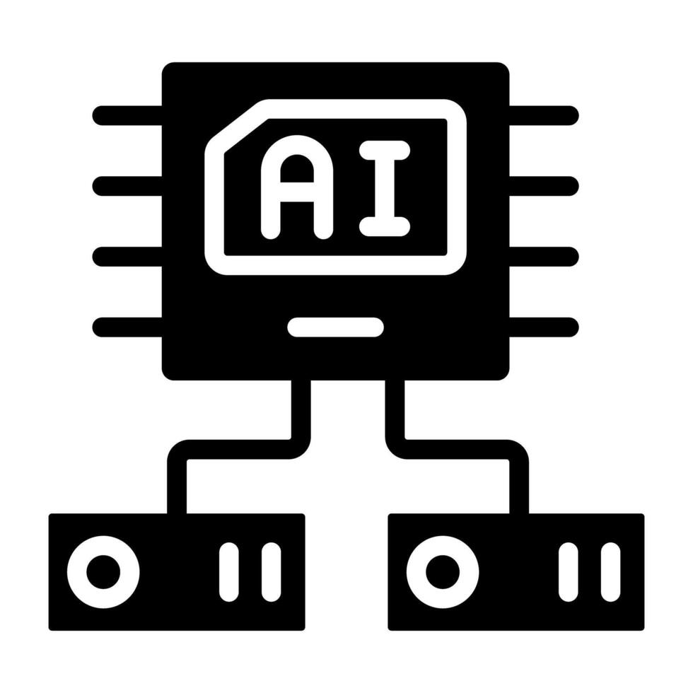 Conceptual solid design icon of ai network vector