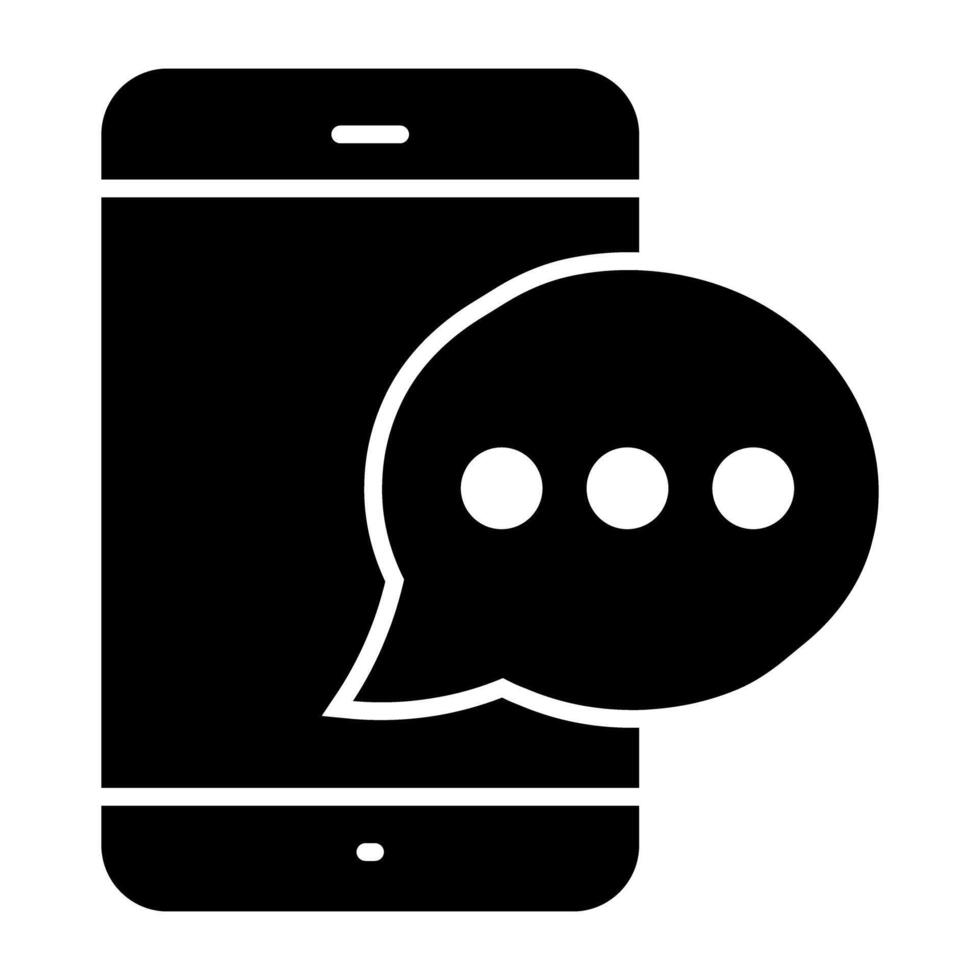 Message bubble with smartphone, icon of mobile chat vector