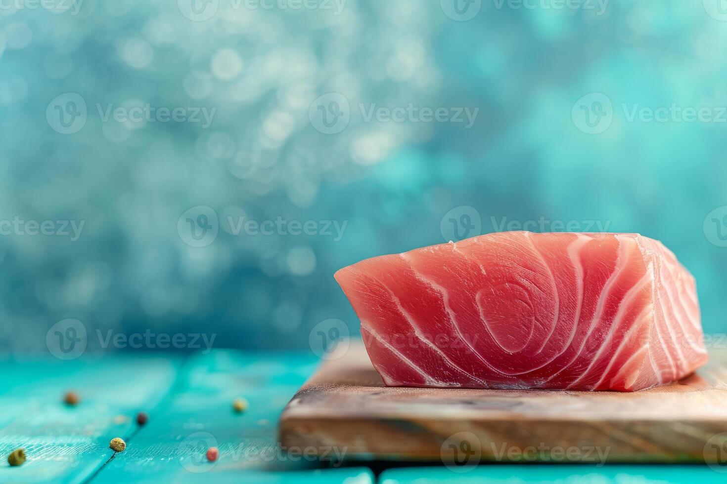 AI generated Tuna fillet on a cutting board photo