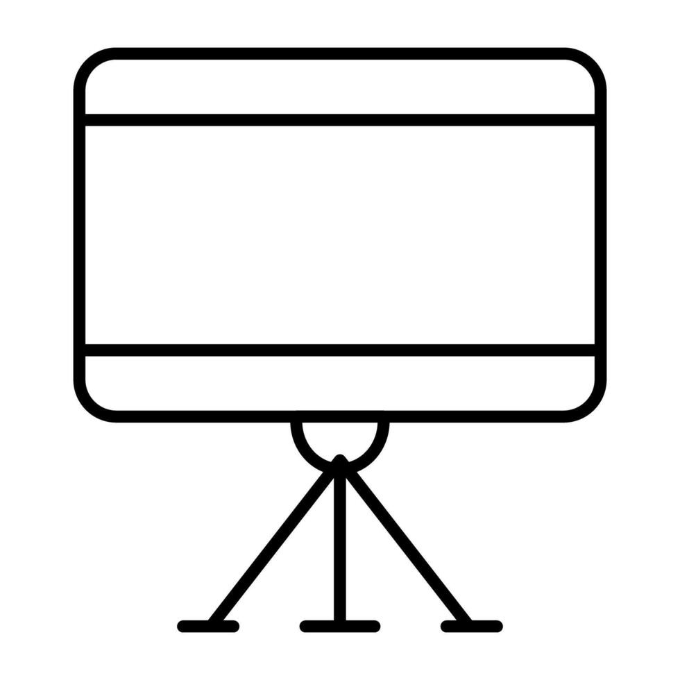 A tripod stand icon, linear design of presentation board vector