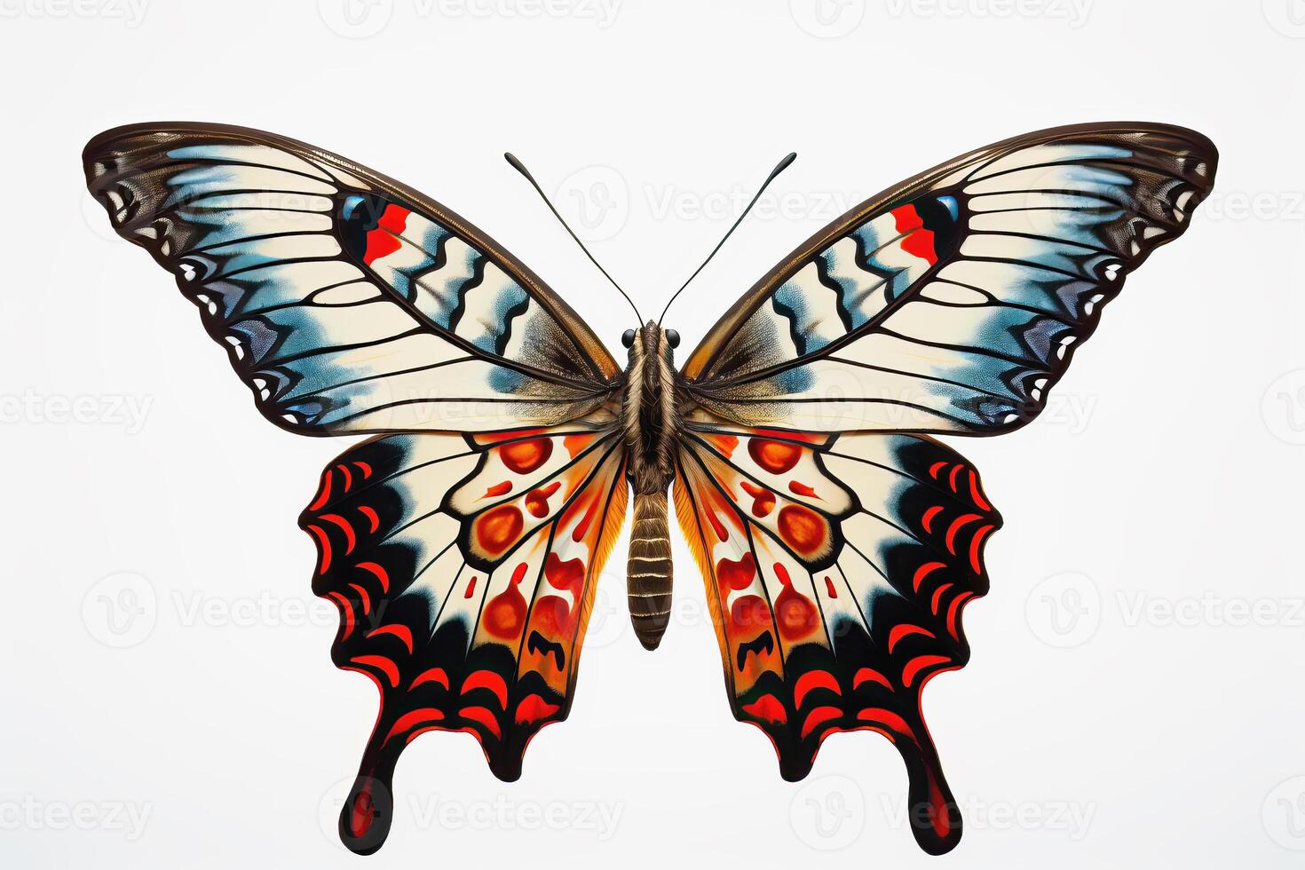 AI generated Beautiful, stylized Zerynthia rumina butterfly on a white background, AI generated photo