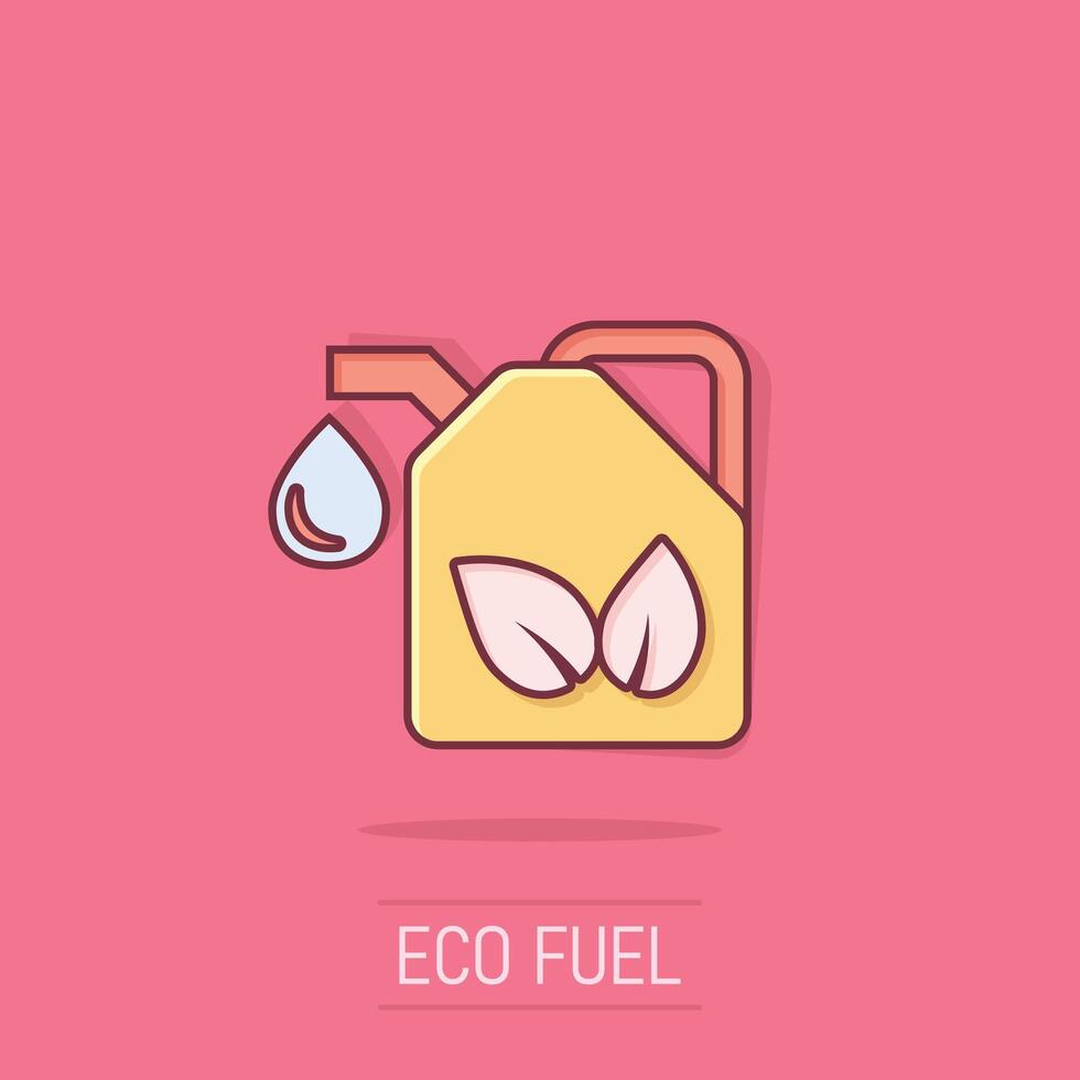 gasolina frasco icono en cómic estilo. gasolina lata dibujos animados vector ilustración en aislado antecedentes. combustible envase chapoteo efecto firmar negocio concepto.