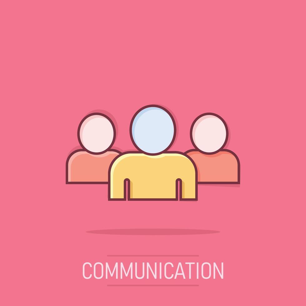 People communication icon in comic style. People cartoon vector illustration on isolated background. Partnership splash effect business concept.
