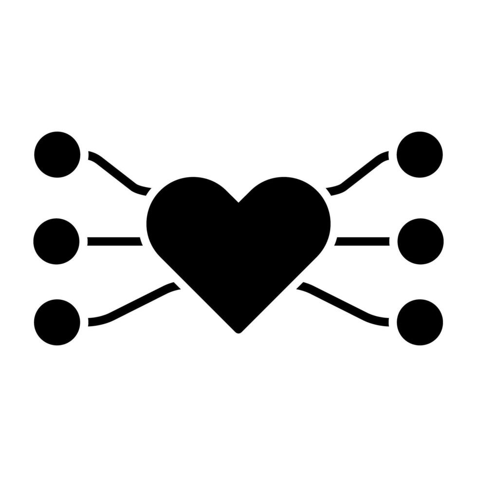 Heart with nodes showing concept of love network vector