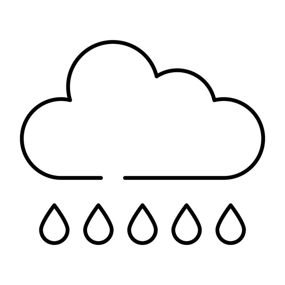 Cloud with raindrops, icon of rainfall vector