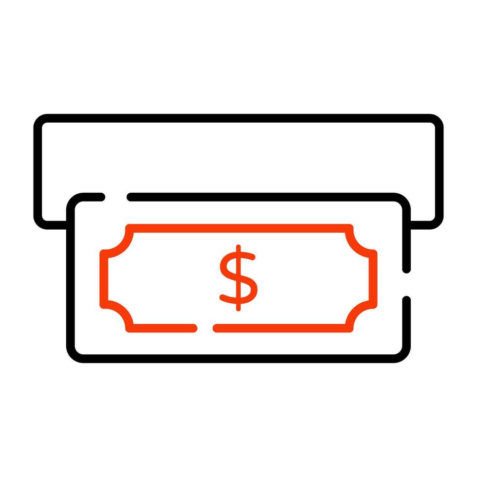 Cash withdrawal icon in linear design vector