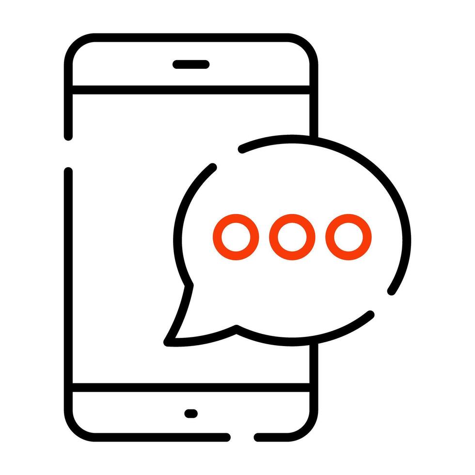 Chat bubble with smartphone, icon of mobile chat vector
