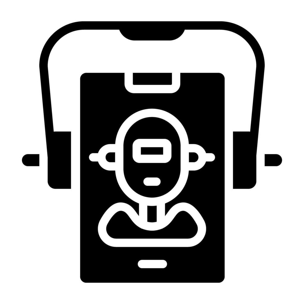 A glyph design icon of robot assistant vector