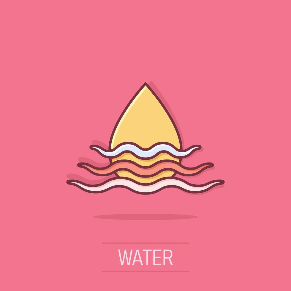 agua soltar icono en cómic estilo. líquido dibujos animados vector ilustración en aislado antecedentes. gotita chapoteo efecto negocio concepto.