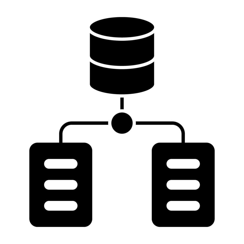 A solid design icon of data server network vector