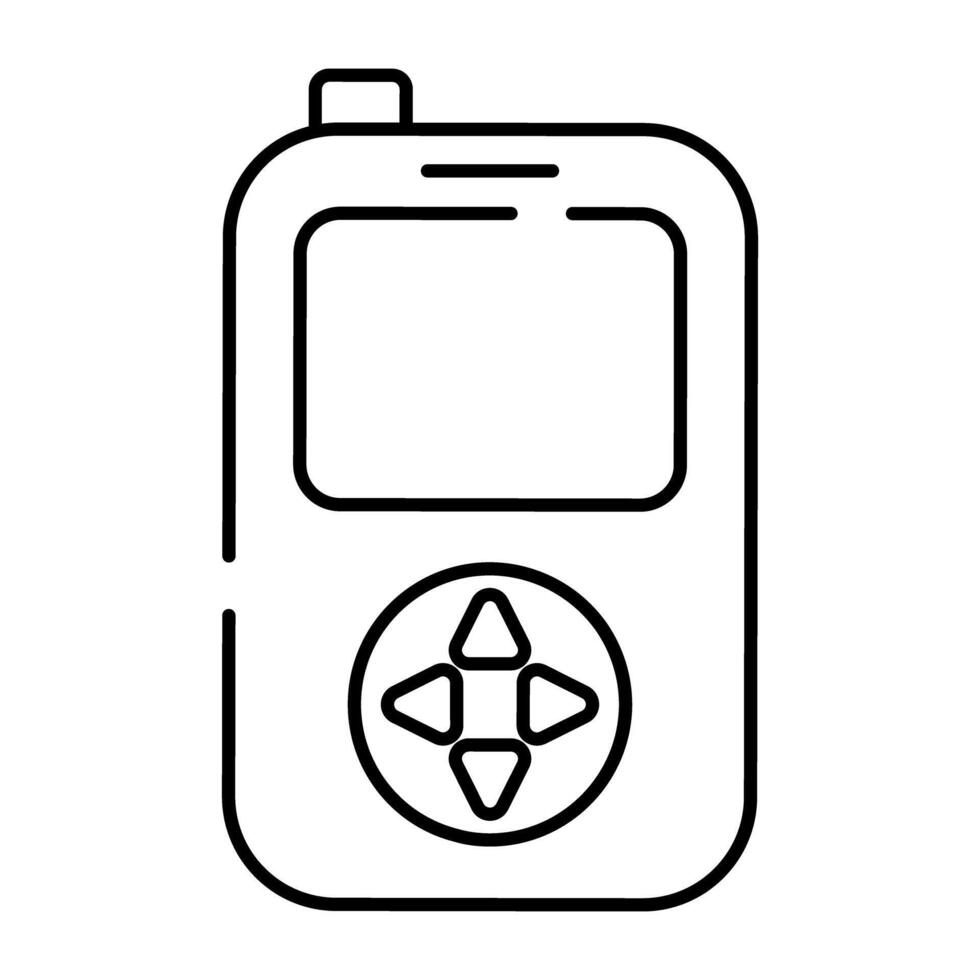A linear design icon of handheld game vector