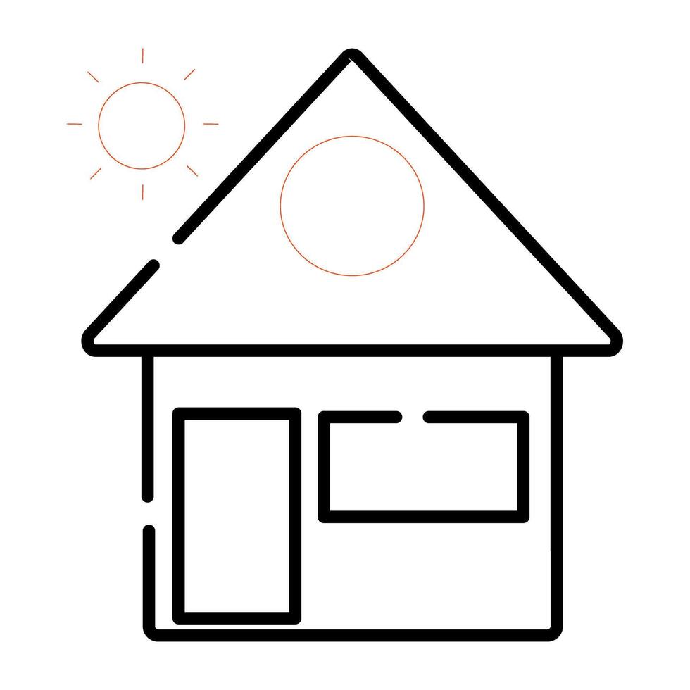 A residential building icon, linear design of farmhouse vector