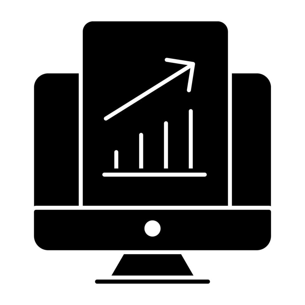 Business report inside monitor showing growth chart icon vector